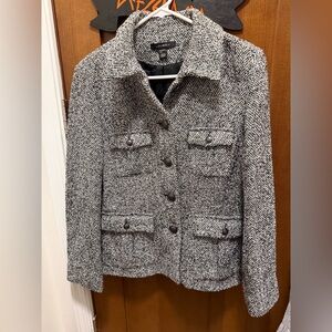 Chic Black and White Tweed Blazer